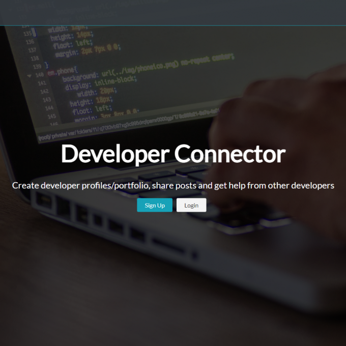 This is a Web Page Called "Dev Connector Sass App" Created Using Technology Called Sass